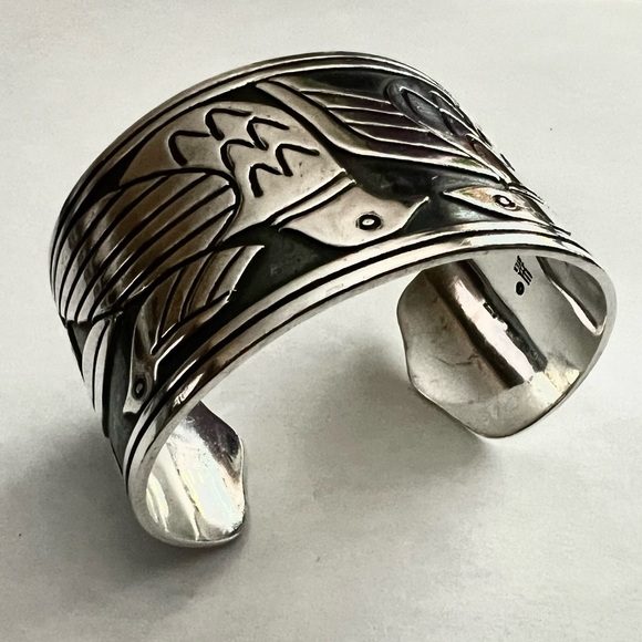 James Avery rain dove or tropical birds bird paradise cuff HEAVY! substantial - Picture 2 of 14